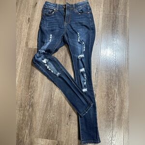 VIP Dark Blue Distressed Skinny Jeans